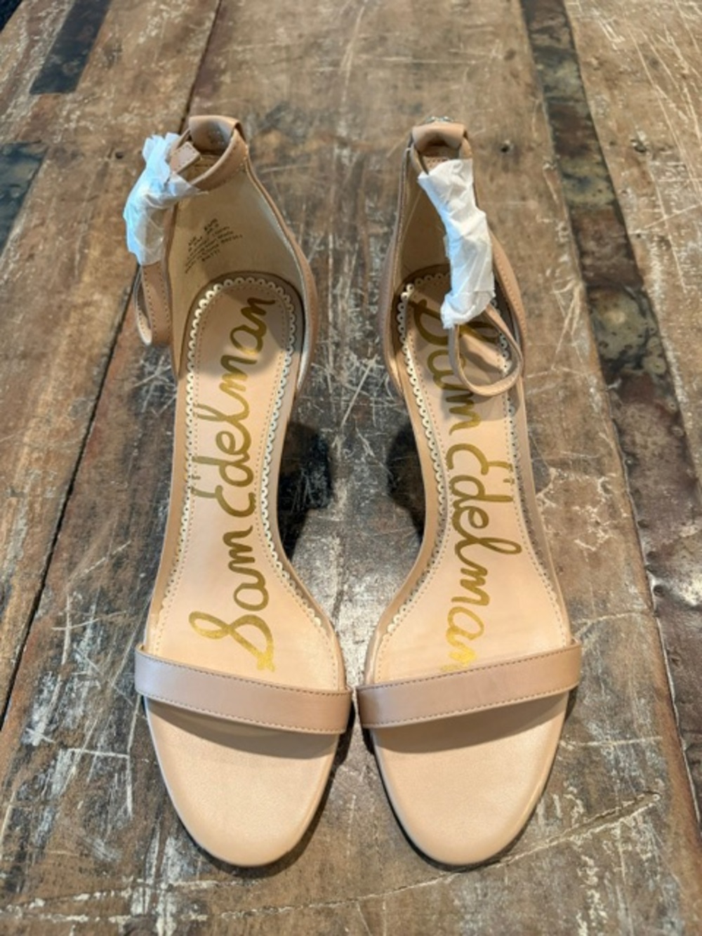 Sam Edelman Nude Ankle-Strap Heeled Sandals